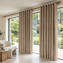 (90 x 90 (229cm x 229cm), Beige Cream) Moonlight Crushed Velvet Curtains for Bedroom & Living Room Eyelet Ringtop Ready Made Drapes