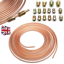 25ft Copper Nickel Brake Pipe Hose Line Tube Roll 3/16'' Fittings Tubing Kit NEW