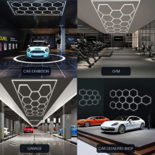 5/14 Hexagon LED Lighting Detailing Garage Workshop Retail Car Showroom New UK