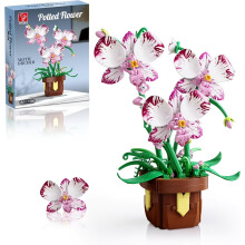323 Pcs Orchid Potted Block Assembly Set, Simulation Flower Assembly Model, Creative Bouquet Plant, with Block