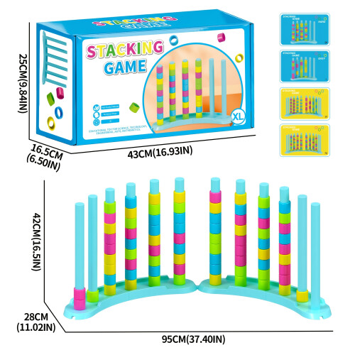 (B) Giant Color Matching Challenge Game, Quick Pattern Matching Ring Stacking Puzzle Stacking Game, 1-2 Players, Family Board