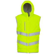 (S, Yellow) Yoko Womens/Ladies Kensington Hi-Vis Hooded Gilet