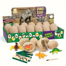 1 Set of 12pcs Unique Dinosaur Fossil Egg Excavation Tool Kits | Contains 12pcs Cute Dinosaur Figurines | Archaeological