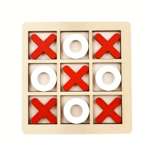 (Red, Small) Tic Tac Toe Board Game, Tic Tac Toe Family Game, Classical Family Board Game, Wooden tic-tac-toe game, Christmas and