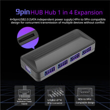 Z-U4 9-Pin Hub 4-Port USB 2.0 Unabhängige -Stromversorgung 4-Pin zu 9-Pin Kompatibles Design