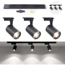 LED Ceiling Light 3-Point Track Spotlight Modern Black 6000K — led track spotlight, black ceiling lamp
