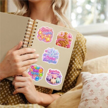50 Stuks Kerst Holografische Stickers Waterdicht Vinyl Scrapbook DIY Journal Laptop Cadeau Decor Stickers