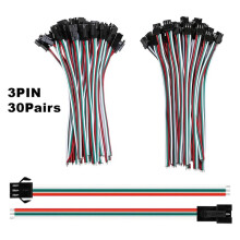 30 Pair JST SM 3Pin Connectors for WS2812B WS2811 WS2812 WS2814 SK6812 LED Strips Male Female Connector 15cm 22AWG Wire