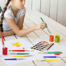 24 Pack Paint Brushes for Kids, Large Round and Flat Brushes for Acrylic Oil Watercolor Washable Paint