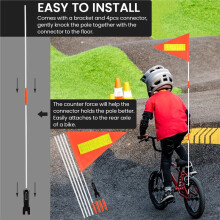 Drapeau de Sécurité pour Vélo Haute Visibilité avec Mât - Hauteur Réglable pour Vélos et Fauteuils Roulants