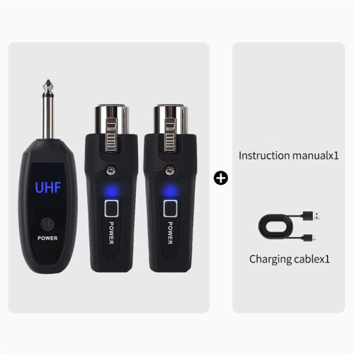 UHF Wireless Microphone Transmitter Receiver System XLR Wireless Mic Adapter Plug and  Transmission No Latency Noise