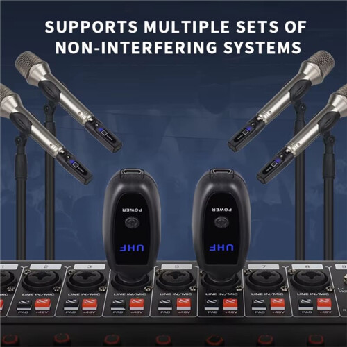 UHF Wireless Microphone Transmitter Receiver System XLR Wireless Mic Adapter Plug and  Transmission No Latency Noise 2