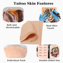 10 Pack Tattoo Practice Skins - 3mm Thick Silica Gel Fake Skin for Realistic Tattooing & Eyebrow Practice