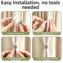 6Pair Metal Magnetic Curtain Clips Drill Free Detachable Curtain Holders Curtain Closure Clips Living Room Curtains
