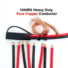 10AWG Pure Copper SAE Quick Disconnect Battery Cable, 4 Pack Standard Polarity Connectors for Solar & Battery Chargers