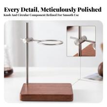 Wood Base Pour-over Dripper Stand Stainless Steel Adjustable Coffee Intended for Home Brewing, Drip Stand