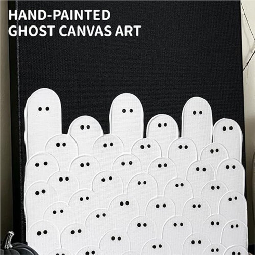 Hand-Painted  Wall Art, Unframed Halloween Canvas Decor for Mantel Shelf or Tabletop Display 2