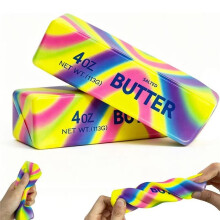 Butter Squishy Slow Rising Stress Relief Realistic Rainbow Swirl Fidget Desk Decor 4Pcs Kids Adults