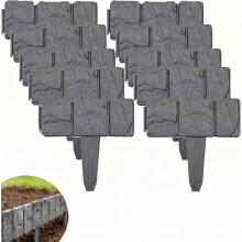 10 Pack Stone Garden Edging Border, Faux Rock Landscape Border Fence, Plastic Retaining Wall Edging for Flower Beds Lawn