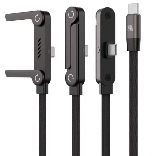 240W 2 in 1 Type C to Type C Fast Charging Foldable Bracket Data Cable Holder Charging Wire for IOS 18 17 16 2