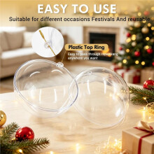 Clear Fillable Plastic Ornament Balls 30Pcs DIY Christmas Holiday Decor Spheres (60mm)