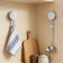 No Punch Self Adhesive Retractabl Towel Rack Wall Mount Towel Holder Auto Rebound Design with Strong Clip for Bathroom