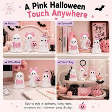 Figurines Halloween Desk Decor Kawaii Resin Statue Tiered Tray 3Pcs Cute Witch Pumpkin Women Girls