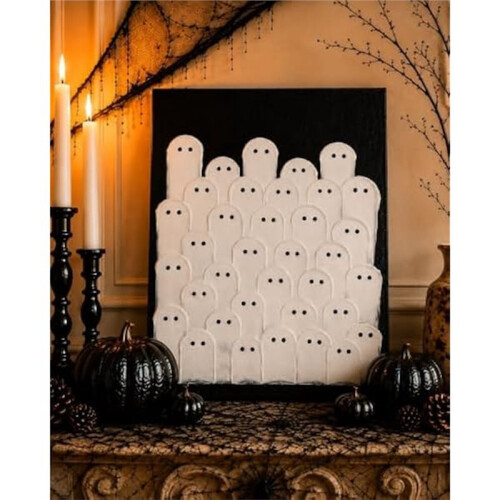 Hand-Painted  Wall Art, Unframed Halloween Canvas Decor for Mantel Shelf or Tabletop Display 1