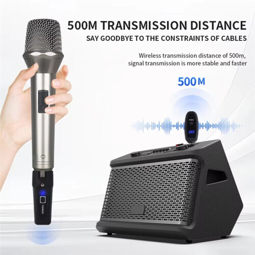 UHF Wireless Microphone Transmitter Receiver System, Plug and  XLR Wireless Audio Adapter for Mic Mixer Stage Use 2