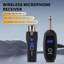 UHF Drahtloses Mikrofon Sender Empfänger System, Plug And XLR Drahtloser Audioadapter für Mikrofon Mischpult Bühnengebrauch