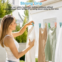 Colorful Clothespins Windproof Laundry Pegs with Storage Bag Non-Mark Clips for Clothes Socks Home Camping Drying Use