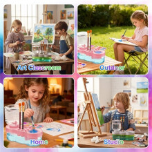2026 Upgraded Paint Brush Cleaner, Kids Painting Station with Brush Washer, Art Supplies Cleaning for Children Adults