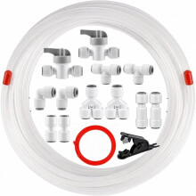 1/4" Refrigerator Water Kit 32.8FT,LLDPE Tubing with Push-to-Connect Fittings,for Ice Maker,Water Filter,RO System