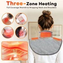 Electric Heated Shawl 3 Heat Adjustable, Zipper Heated Shoulder Wrap for Neck Back, Washable Warm Cape for Home Women