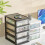 Clear Desktop Storage Box with Drawer - Heightened Table Organizer for Home & Cosmetics White 3-Layer 2