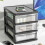 Clear Desktop Storage Box with Drawer - Heightened Table Organizer for Home & Cosmetics White 3-Layer 3