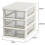 Clear Desktop Storage Box with Drawer - Heightened Table Organizer for Home & Cosmetics White 3-Layer 6