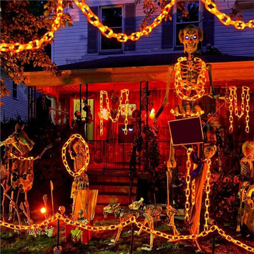 Halloween Solar LED Chain Lights Halloween Plastic Chain Lights Props Chains with 8 Lighting Modes String Lights B 2