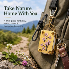 Flower Press Keychain, Portable Micro Flower Press Kit with 20 Reusable Specimen Papers, Flower Preserving Tool