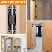 6" Hidden Door Hinge, Concealed Hidden Hinges, 180 Silent Swing, 3-Way Adjustable Butt Hinge for Flush Doors