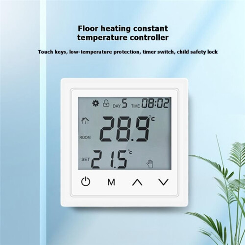 Programmable Floor Heating Thermostat Touch Screen Electric Heat Temperature Controller with Child Lock Timing Function 2