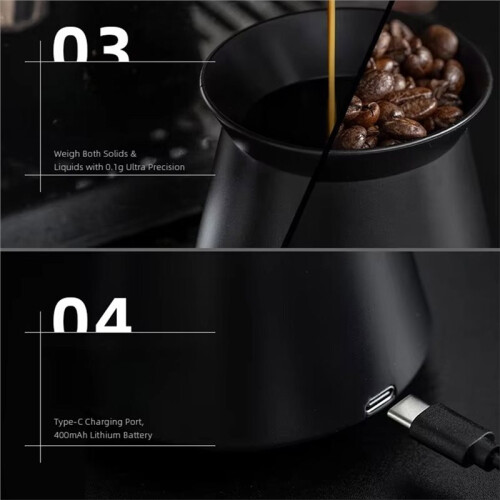 Bilancia Elettronica per Caffè 0.1g Alta Precisione Impermeabile Misura per Chicchi di Caffè e Liquidi