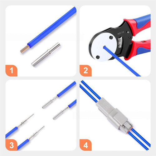 Für Deutsch  Crimp Tool 12 Connector Tool 4 Way Indent 8 Impression Type Closed Crimper Pin Crimping Tool A 2