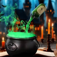 Dekoracje na Halloween do Wnętrz - Kociołek na Halloween z Magicznymi Pływającymi Butelkami Mikstur i Dyfuzorem dla Upiornego Nastroju