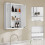 (White, Engineered Wood) Bathroom Wall Cabinet with Adjustable Shelves - White 7