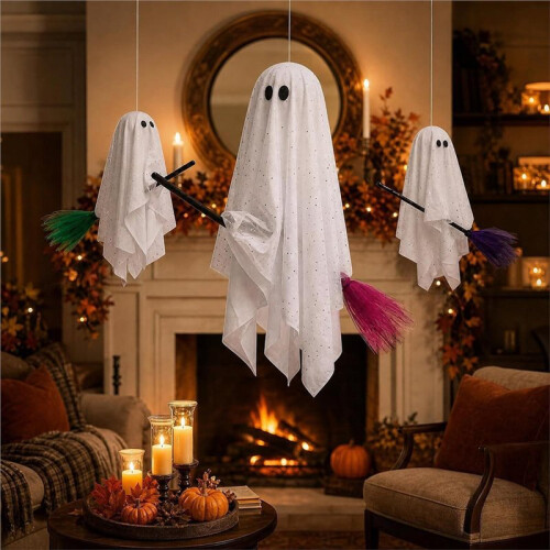 Halloween Decorations - 3pcs Remote-Controlled Hanging  Decor with Lights for Indoor/Outdoor 2