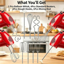 Stainless Steel Hand Mixer Attachments Set,for KHM3 KHM5 KHM7 KHM9, Includes Whisk, Dough Hooks Blending Rod