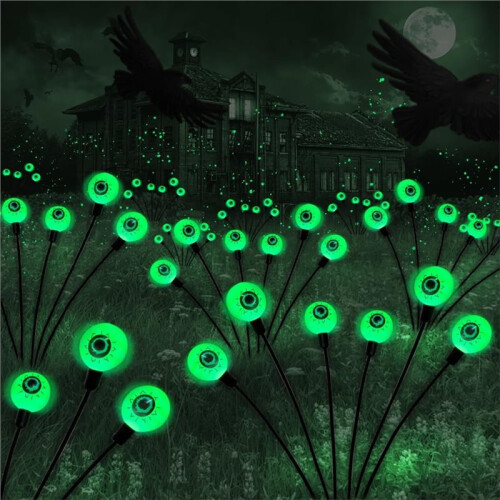 Outdoor Solar Scary Eyeball Lights,10LED Eyeball Swaying Firefly Lights,Waterproof Solar Path Light 1