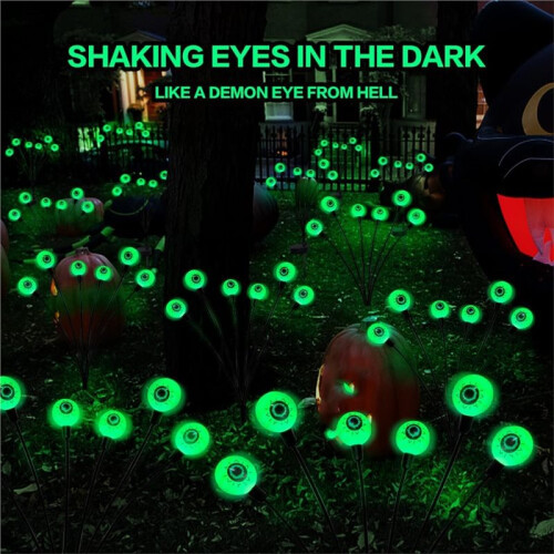 Outdoor Solar Scary Eyeball Lights,10LED Eyeball Swaying Firefly Lights,Waterproof Solar Path Light 2