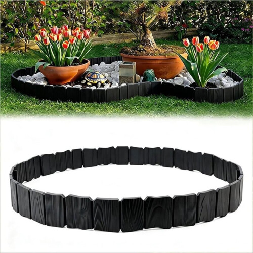 Borda de Jardim 11,42 Polegadas X 8 Peças, Borda Decorativa de Paisagismo em Plástico, Cerca de Gramado Entrelaçada para Flor A 2